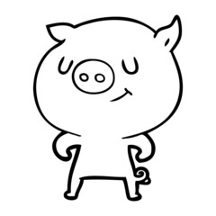 happy cartoon pig