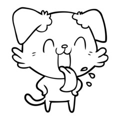 Obraz premium cartoon panting dog