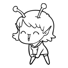 cartoon alien girl laughing