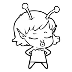 cute alien girl cartoon