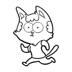 happy cartoon cat jogging