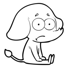 cartoon unsure elephant sat on floor
