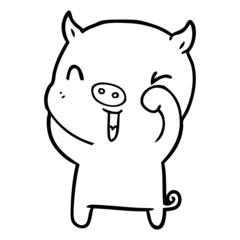 happy cartoon pig