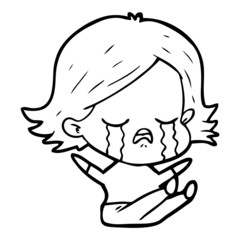 cartoon girl crying