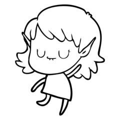 happy cartoon elf girl wearing dress