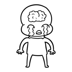 cartoon big brain alien crying