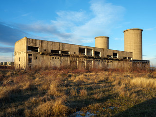 Industrial ruins at sunset