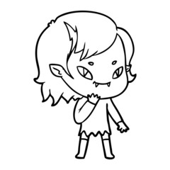 cartoon friendly vampire girl considering