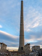 Fototapeta premium Industrial ruins at sunset
