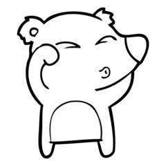 cartoon tired bear rubbing eyes