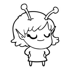 smiling alien girl cartoon