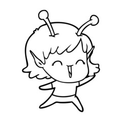 cartoon alien girl laughing