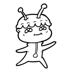 friendly cartoon spaceman dancing