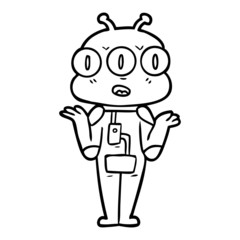 cartoon three eyed alien shrugging