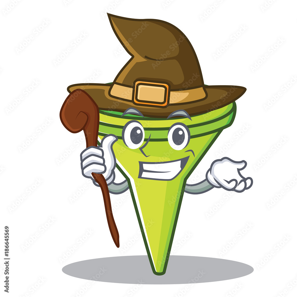 Sticker Witch funnel character cartoon style