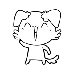 waving little dog cartoon