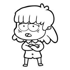 cartoon tired woman