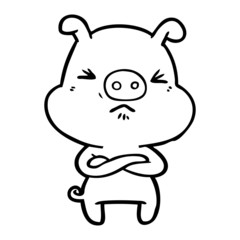 Obraz premium cartoon angry pig