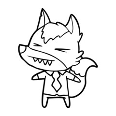angry wolf boss cartoon
