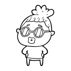 cartoon librarian woman wearing spectacles