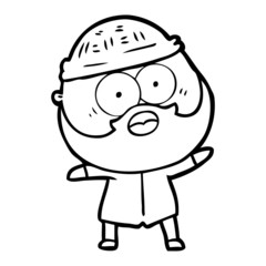 cartoon surprised bearded man