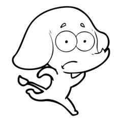 cartoon unsure elephant running away