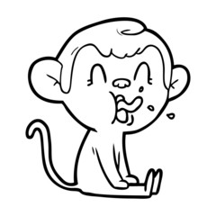 crazy cartoon monkey sitting