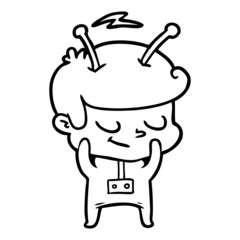 shy cartoon spaceman