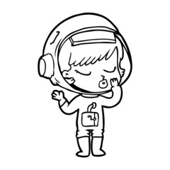 cartoon pretty astronaut girl
