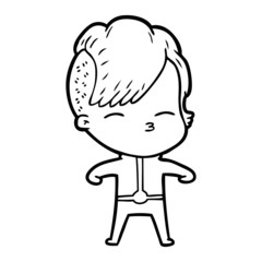 cartoon girl wearing futuristic clothes