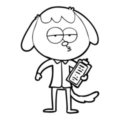 cartoon bored dog in office clothes