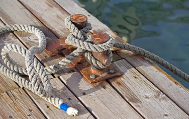 Bollard with rope
