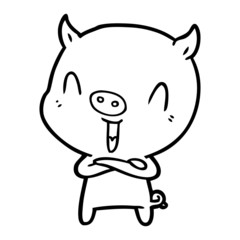 happy cartoon pig