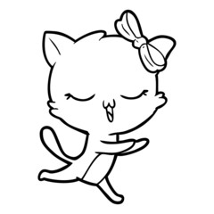 cartoon cat with bow on head
