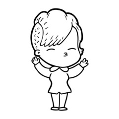 cartoon squinting girl