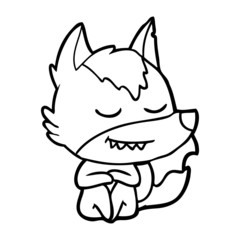 friendly cartoon wolf sitting