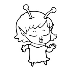 cute alien girl cartoon
