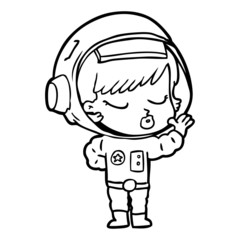 cartoon pretty astronaut girl