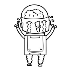 cartoon crying robot