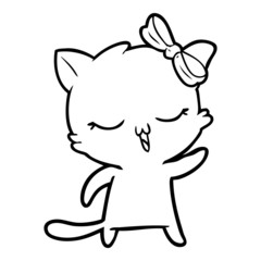 cartoon cat with bow on head