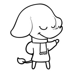 Obraz premium cartoon smiling elephant wearing scarf