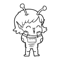 cartoon alien girl giggling