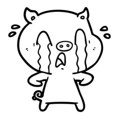 crying pig cartoon
