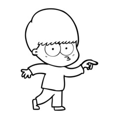nervous cartoon boy