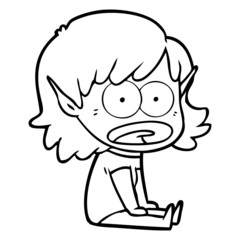 Fototapeta premium cartoon shocked elf girl