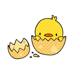 cute cartoon chick hatching from egg