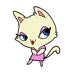 cute cartoon female cat