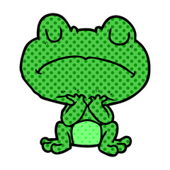 cartoon frog waiting patiently