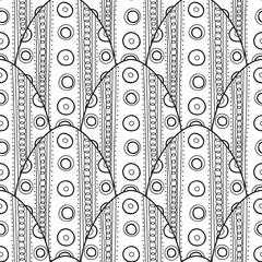 Easter eggs. Black and white seamless pattern for coloring books, pages. Vector