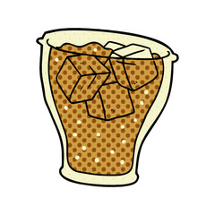 cartoon glass of cola with ice